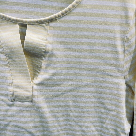 IB Diffusion Women Top Extra Large Yellow White Stripe Pullover 3/4 Sleeve Shirt - Picture 3 of 9